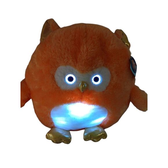 Hug Me Light Up Stuffed Animal Plush Soft Orange Owl 14" Tall Ages 3+ Tested - Picture 1 of 10